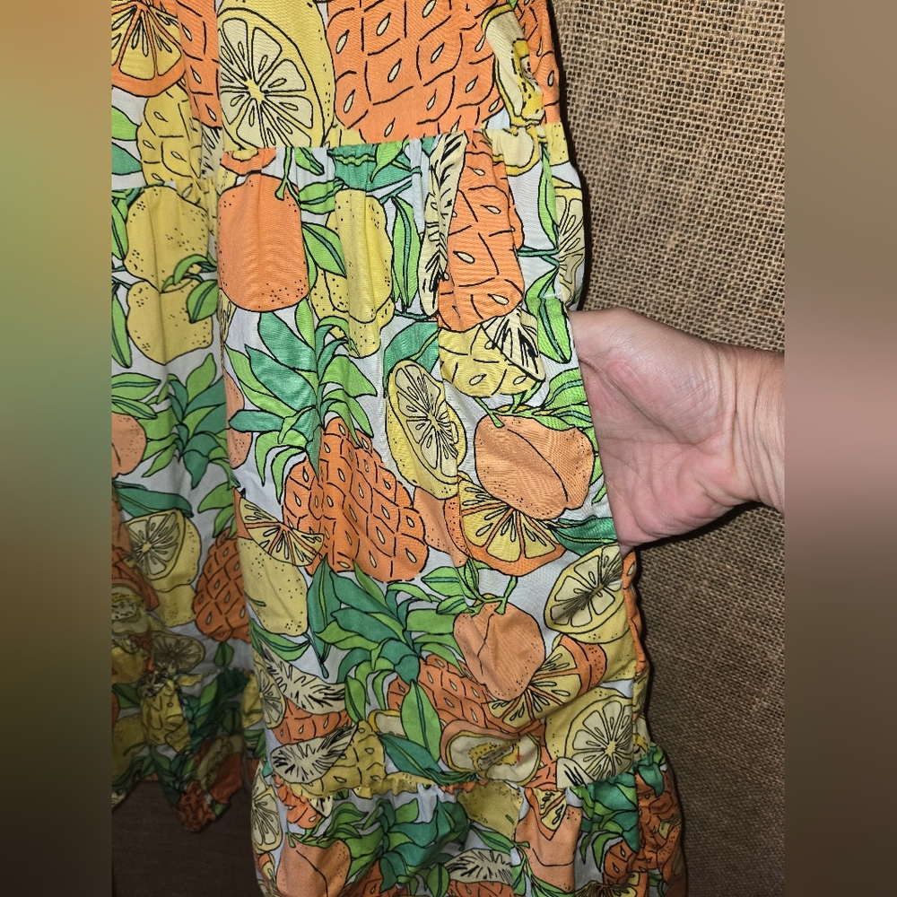 NWOT Payton & Parker Colorful Fruit Print Dress With Pockets Citrus Size Medium - Picture 9 of 12